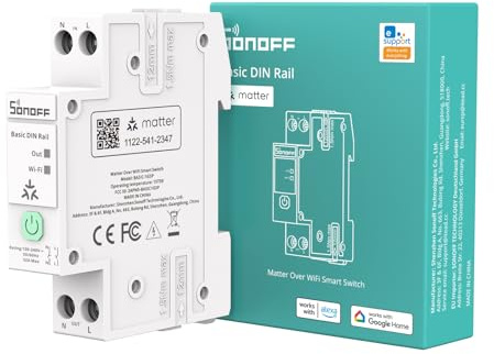 SONOFF Basic DIN Rail (BASIC-1GSP) - Interruttore intelligente WiFi per guida a bordo, controllo Smart Home, 32 A per scatola di fusibili, compatibile con Alexa Google Home Assistant