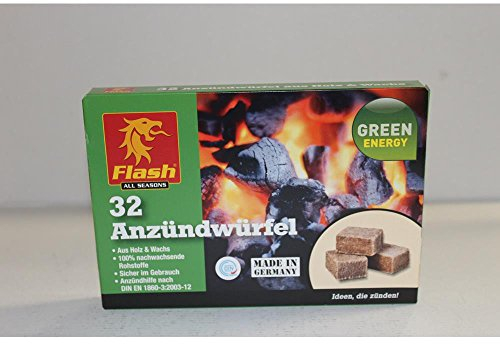 Boomex Flash Kohlenanzünder Anzündwürfel aus Holz und Wachs 32 Stück