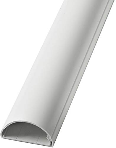 1m (100cm) – 16mm x 8mm White Trunking | Half Round Cable Conduit Cover | HDMI AV TV Ethernet & Speaker Wire Ducting | Wall Tidy Management | Self-Adhesive Backing *Easy Install* | Neat Skirting Home