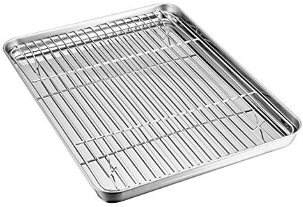 TeamFar Baking Sheet with Cooling Rack Set, 16 x 12 x 1 inch