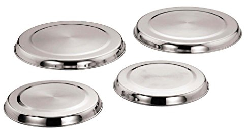 4PC HOB RING COVER PROTECTOR SET OF COLOUR STAINLESS STEEL METAL ELECTRIC COOKER - Silver
