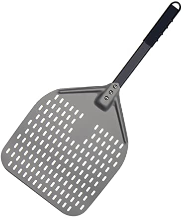 G.a HOMEFAVOR Pelle à Pizza, Pizza Paddle en Aluminium Anodisé Dur avec Poignée, Pelle à Pizza Perforée pour Transférer Pain, Patisserie, Pizzas Maison