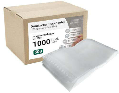 dm-folien Druckverschlussbeutel 1000 Stück I viele Größen I 120 x 170 mm I Robuste Zip Beutel 50 µ I Wiederverschließbarer Beutel I Transparente Verpackungsbeutel I sicher, reißfest & dicht