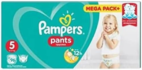 Pampers Pants Windel Größe 5 (12-17kg), 96 Stück, Windeln mit Stop- & Protect Anti-Leckage Hinten