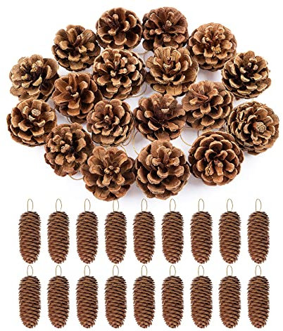 Anstore 36 Tannenzapfen Kiefernzapfen, 4-6 cm& 6-8cm Tanne Naturzapfen, Primärfarbe Weihnachten Kiefernzapfen, Weihnachtsdeko Adventsdeko Pine Cones Hängende Dekoration（18 x 4-6cm,18x 6-8cm