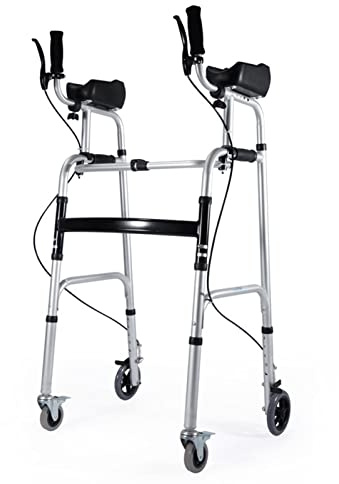 CAIMIAO Dryer Walking Frames for The Elderly with 4 Wheels and Arm Rest Pad, Lightweight Folding Walker Height Adjustable Rolling Walker Walking Mobility Aid for Elderly