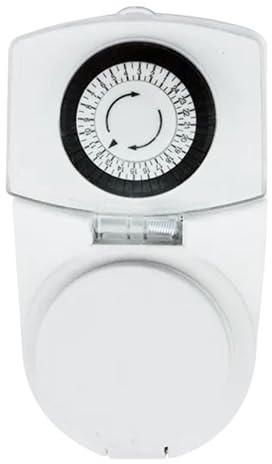 Enchufe con temporizador 24horas blanco, mecánico, exterior, 16A 250V~ 2P+E