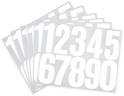 HASWARE Numéros de boîte aux lettres : 6 feuilles d'autocollants numériques – imperméables et autocollants pour adresse, panneau, porte(3 Blanc 60 Pièces)