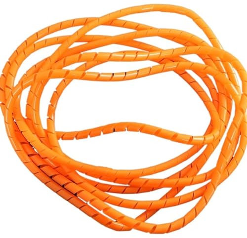 spiral protector 6mm 10mm Spiral Wire Wrapping Bands Organizer Cable Sleeve Winding Pipe Line Tube Protection Cord Sheath Bundle Management Hose wraps cable(Orange Color,6mm ID 5 Meter)