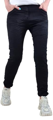 Karostar Dam stretch twill jeans | Slim boyfriend style | Dragkedja och knapp | 5 fickor basic byxor, svart, 3XL
