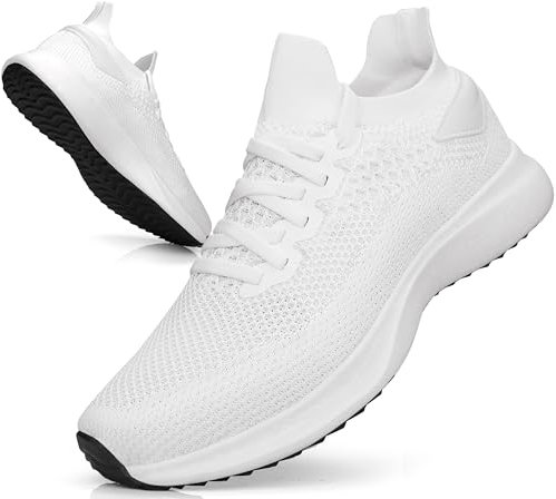 Giniros Sneaker Herren Schuhe Laufschuhe Sportschuhe Turnschuhe Running Tennis Freizeit Straßenlaufschuhe Walkingschuhe Outdoor Fitness Jogging Hallenschuhe Weiß 46EU