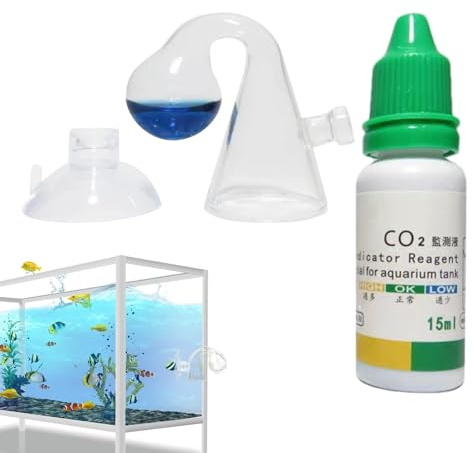 Kit de verificación de caída de CO2, kit de acuario de CO2,Kit de monitor de CO2 con solución de verificación de CO2 de 15 ml - eficiente de CO2 para acuario, incluye difusor de CO2, mejora el crecimi