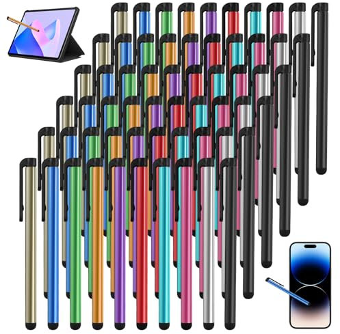 CJMUQHEHH 60 penne per tablet, penna a libro per cellulare, pennino touch, pennino capacitivo per tablet, iPad, cellulare, Samsung Galaxy, Apple penna, 10 colori