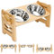 TOWEAR Cuenco de alimentación lenta para perros, diseño elevado ajustable de 6 niveles, estación de alimentación de bambú para perros, 2 cuencos de acero inoxidable para perros, cuencos para perros
