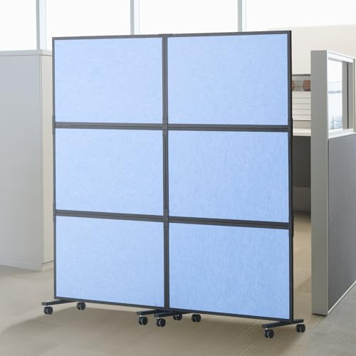 VEVOR Divisorio Acustico per Ambienti, 2 Pezzi, Parete Divisoria per Ufficio Indipendente con Poliestere Parete Divisoria in Acciaio 1710 x 930 x 390 mm, Riduce Rumore Distrazione Visiva, Blu Indaco