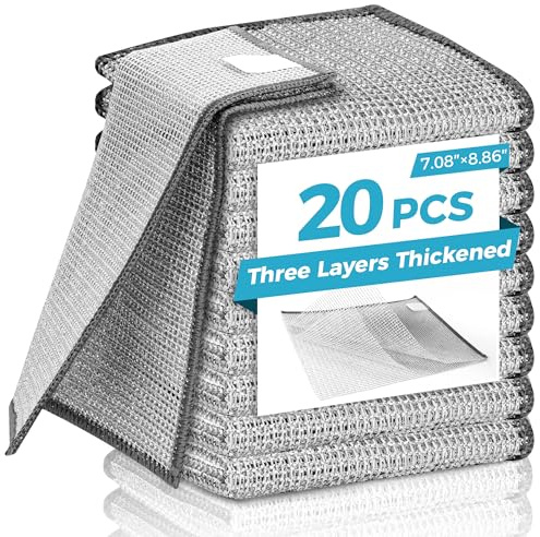 Forggon Non Scratch Wire Dishcloth,New Upgrade 3-Layer,20pcs,7.08X8.86
