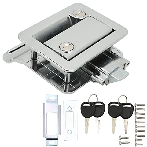 DriKou Verrouillage de la Porte d'entrée RV Lock de sécurité de sécurité intégré en Alliage en Aluminium à pèlets d'accès à la cale impasse pour la remorque de Voyage Motorhome (Chrome)