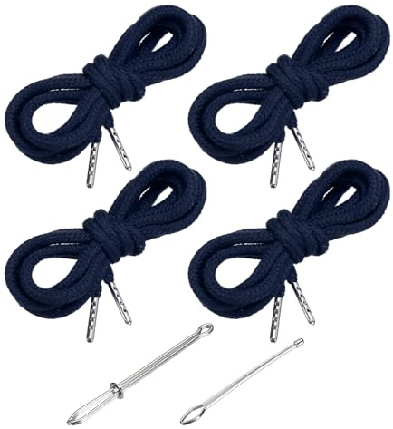 PATIKIL Cordones Ajustables 130 cm / 51 Pulgadas, 4 Piezas De Cordones De Reemplazo con 2 Piezas De Enhebradores Fáciles para Pantalones Abrigos Sudaderas con Capucha, Azul Marino