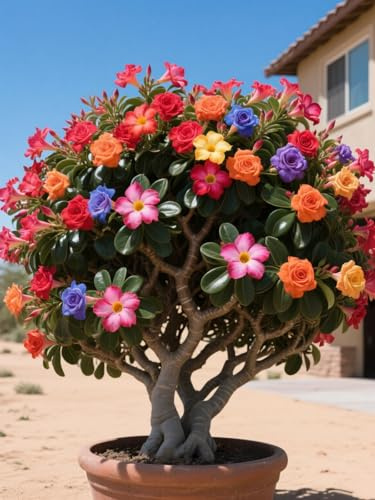 Tubérculos de rosa del desierto/Rosa del desierto perenne resistente/Decoración de macetas de jardín/Bajo mantenimiento-1 Rizoma-B