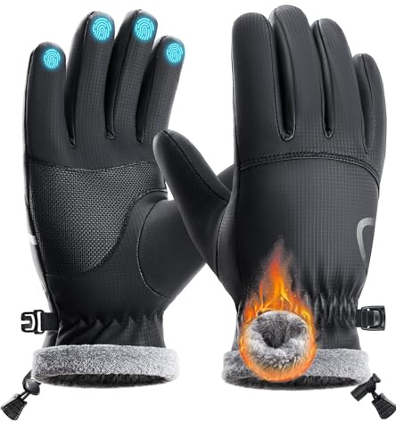 PULIOU Handschuhe Herren Damen Winter Thermo Fahrradhandschuhe Warme Winterhandschuhe Winddichte Touchscreen Laufhandschuhe Sporthandschuhe zum Laufen Radfahren Klettern