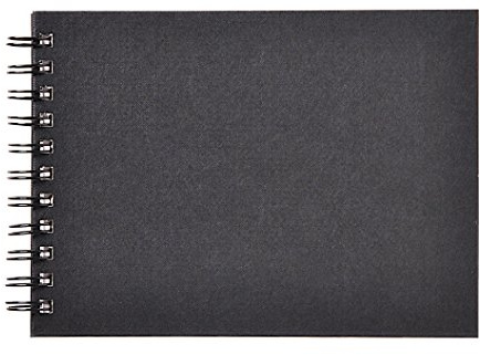 Clairefontaine 134257C Carnet Spiralé Goldline - 64 Feuilles Papier Dessin Ivoire - A5 14,8x21 cm 140g - Format Paysage - Couverture Rigide Noire Imitation Toile