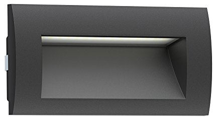 ledscom.de Lampada da incasso a parete a LED ZIBAL, downlight per esterni, IP65, nero opaco, 140 x 70 mm, 3,3 W, 223lm, bianco freddo