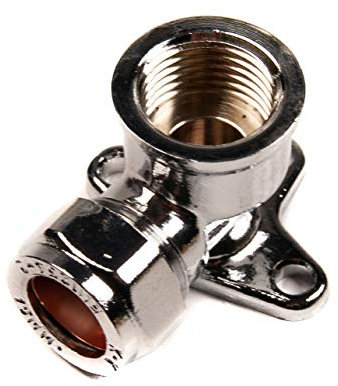 15mm x 1/2 Wall Plate Elbow Compression Chrome on Brass