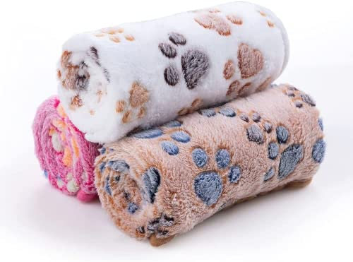 Pet Soft Dog Blankets Washable, Soft Cats Puppy Blankets Small, 3Pack Warm and Cozy Pet Blankets for Dogs and Cats (3S)