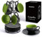 MIAMIO - 6 x 175 ml Tasse Cappuccino Tassen mit Unterteller & Ständer/Cappuccinotassen Set - Le Papillon Kollektion (Grün)
