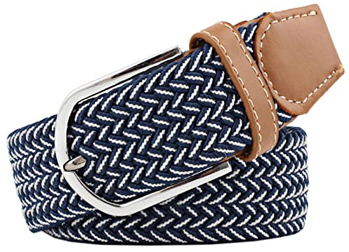 JK Home 105-125cm Ceinture Elastique Tressée pour Femme Boucle Ceintures Homme Extensible 3.3cm de Large | Ceintures avec Boucle Extensible 3.3cm de Large