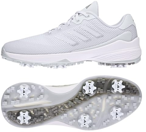 adidas Zapatos de golf Zg23 Vent Spiked para hombre, Gris Blanco Plata Metálico, 46 EU