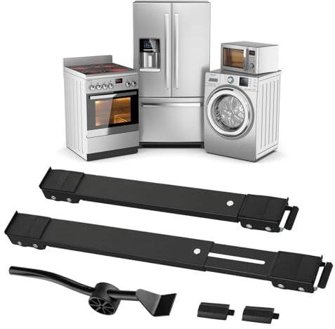 KELIXU Extendable Appliance Rollers Washing Machine Wheels with Crowbar, Heavy Duty Furniture Dolly Mobile Roller for Refrigerators, Dryers, Washing Machines, Support 660 LB, Black