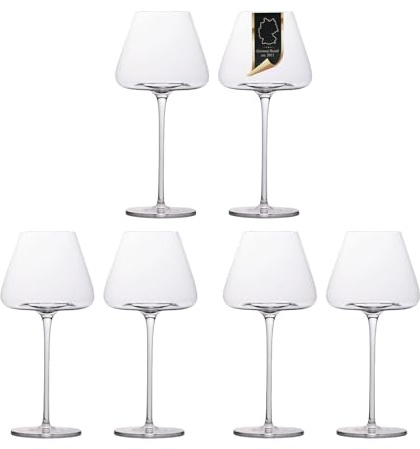 INTIRILIFE 6x Bicchiere da vino con design moderno - Capacità di 600 ml - Bicchiere da Vino bianco Vino rosso, calice, lavabile in lavastoviglie, vetro di cristallo, resistente agli urti