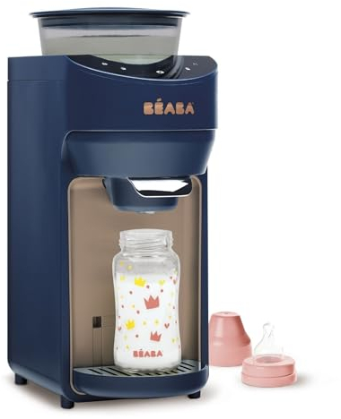 BÉABA, Chauffe Biberon, Preparation Biberon Automatique et Instantanée en 20 secondes Sans Préchauffe, Dose Mélange Distribue le Lait, Choix Température entre 22°et 70°, Milkeo Plus, Night Blue