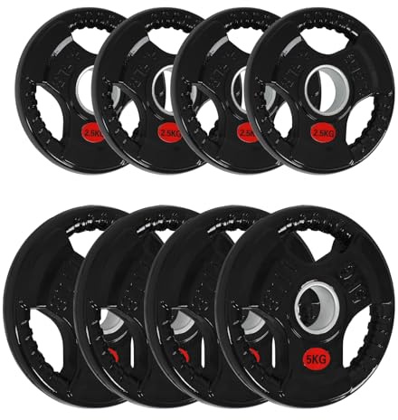 ALLinLIFE Discos Pesas, Ø30mm - Total 30 kg, Discos Mancuernas de Hierro Fundido, Antideslizante/Impermeable, Discos de Pesas Metálicas para Barras Olimpicos (Ø30mm-2.5kg*4 y 5kg*4)