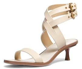 Michael Kors Women's Irene Kitten Heel Sandal, Light Cream, 5 UK