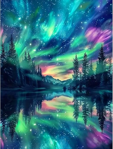 ParNarZar Diamond Painting Set 30x40cm 5D Diamant Malerei Bilder für Erwachsene & Kinder, aurora Komplettset mit eckige steine, Full Drill DIY Kunsthandwerk Wanddeko