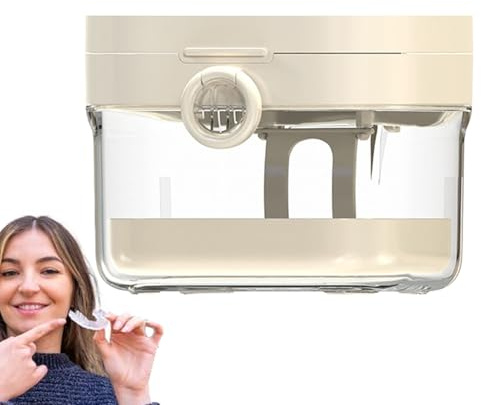 Hogvinnatil Conteneur pour prothèses dentaires - Conteneur de nettoyage de dents | avec miroir couvre-dents Set de nettoyage pour âgés voyage protecteur de nuit