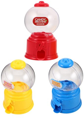 Ciieeo 3 piezas Máquina de Dulces Mini para Dispensador de Gumballs de Plástico para Fiestas y Cumpleaños Contenedor de Snacks Rojo Azul Amarillo