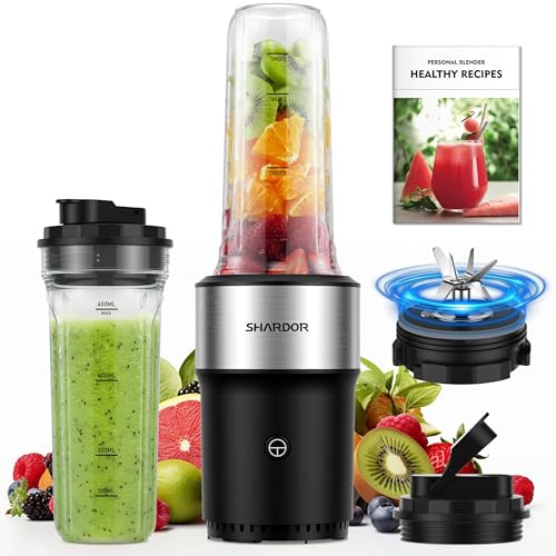 SHARDOR Smoothie Maker, 900W, StandMixer mit 2 * 650ml Flasche, mixer mit Edelstahl 6-Klingen, BPA frei, Smoothies shakes und Säfte mit Rezepte