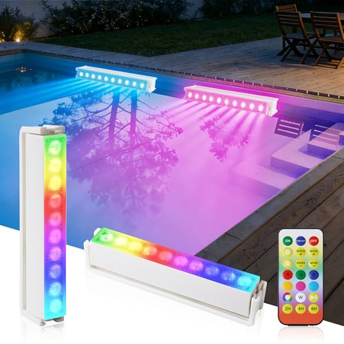 Luz LED bajo el agua para piscina inalámbrica y recargable, lámpara sumergible con mando a distancia, 8 modos de iluminación, IP68 impermeable piscina fuera del suelo, estanques y fiestas (2)