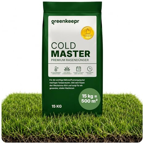 Greenkeepr ColdMaster Premium Rasendünger Frühjahr 15 kg (400–500 m²) | Moosvernichter & Wachstums-Kick | Profi-Start März/April: Anwendung bei Regen oder kühlem Wetter empfohlen