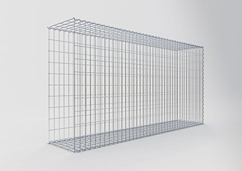 GABIONA Cesta de piedra de gavión rectangular, malla de 5 x 10 cm, profundidad de 40 cm, cesta de cultivo tipo 2, cierre de espiral, galvanizado (200 x 100 x 40 cm)