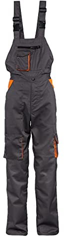 Stenso Desman - Pantalones con Peto de Trabajo para Hombre - Gris/Naranja - 56