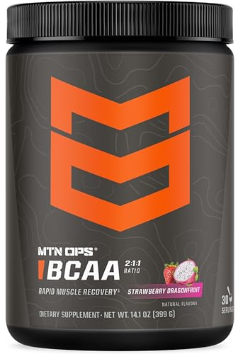 MTN OPS BCAA Powder 2:1:1 Amino Acids Supplement Powder for Rapid Muscle Recovery & Repair with Zero Sugar & Gluten Free - 30 Servings, Strawberry Dragonfruit