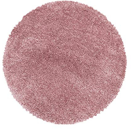 Carpettex Hochflor Teppich - Wohnzimmer Shaggy Flokati Modern Einfarbig 200 cm Rund Rosa - Schlafzimmer Weich Flauschig Waschbar - Küche Esszimmer Langflor