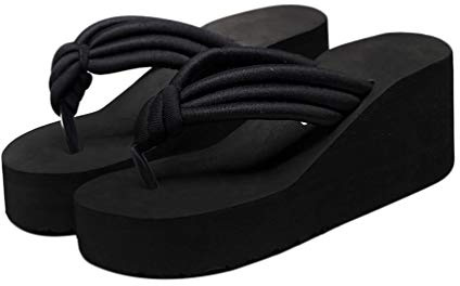 Holibanna Zapatillas de Plataforma de Tacón Alto para Mujer Sandalias de Playa Negras Anudadas Antideslizantes Chanclas para Mujer