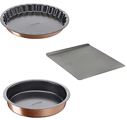 Tefal Airbake Moule à manqué 23cm + Moule à tarte 27cm + Plaque à pâtisserie 30x35cm, Cuisson parfaite, Revêtement antiadhésif, Cuisson saine, Eco-responsable, Compatible lave-vaisselle YY4833FA