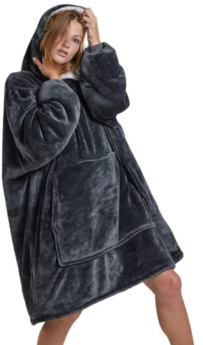 onesnug Premium Hoodie Blanket, Oversized Wearable Hooded Sweatshirt for Men, Women & Teens | One Size Fits All (Dark Grey)