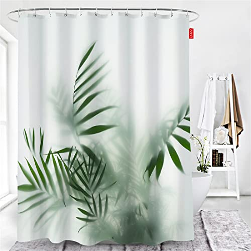 Lindong Pflanze Duschvorhang 240x200cm Wasserabweisend Anti-Schimmel Stoff Badezimmervorhang, Motiv-C 180x200cm